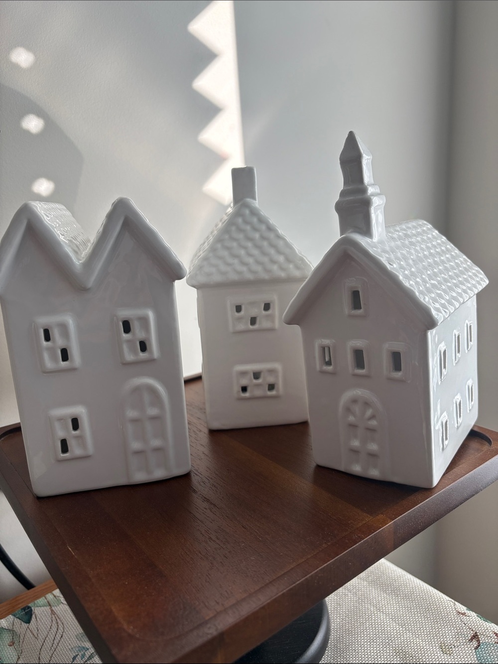 Light up White Ceramic Village House Set